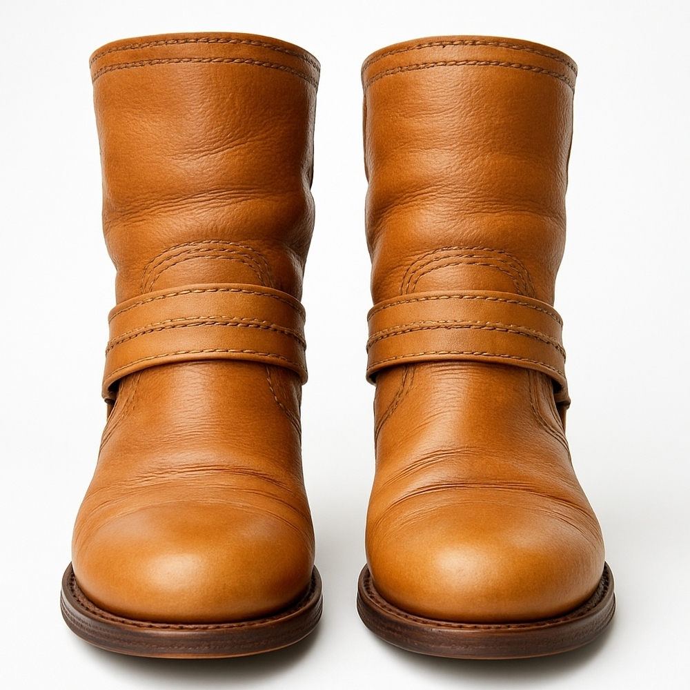 Frye Maxine Trapunto Shortie Boots – Distressed Leather – Size 6.5 - Picture 2 of 11